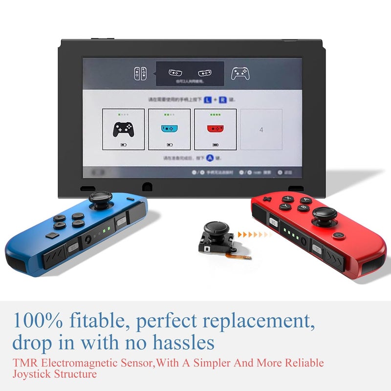 Wechip for GuliKit TMR Switch Joystick Replacement, No Drift, High Precision, 2Pcs TMR Electromagnetic JoyCon Joystick with Repair Kit, 4 Colors Thumbstick Caps, Compatible with Switch/OLED/Lite Joysticks - Image 4